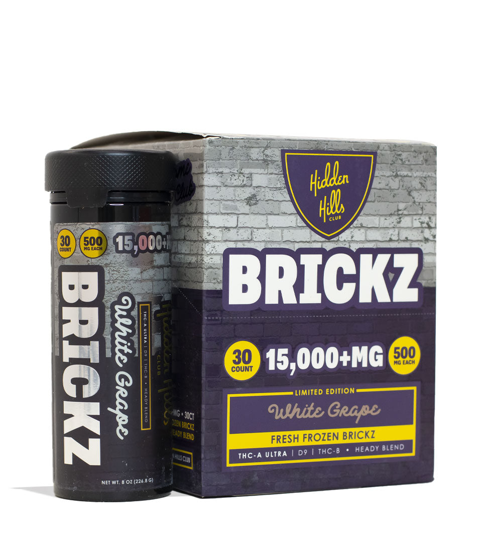 White Grape Hidden Hills Brickz Heady Blend 15000mg 6pk Front View on White Background