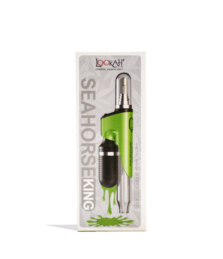 Green  Lookah Seahorse King Electric Nectar Collector Packaging Front View on White Background