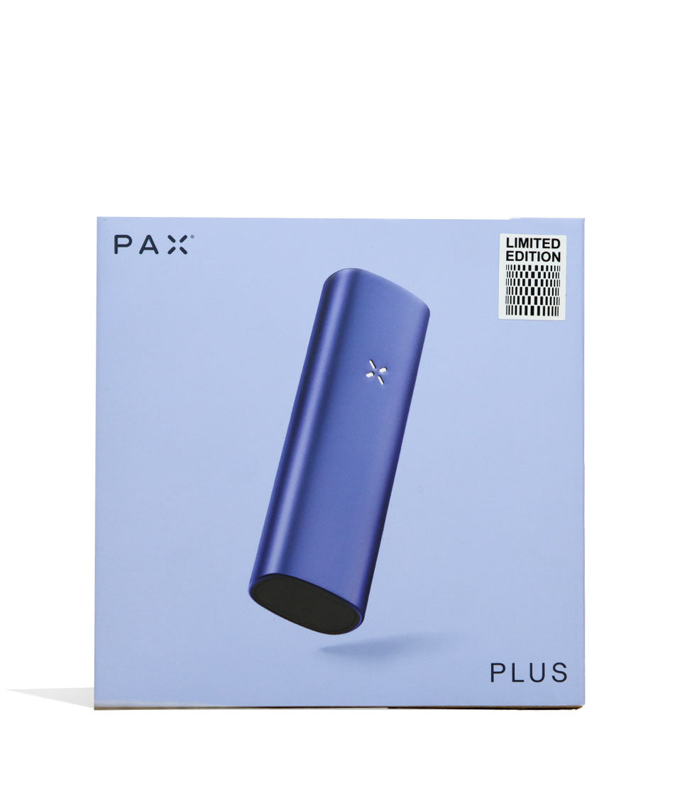 Periwinkle PAX Plus Artist Series Limited Edition Dry Herb and Concentrate Vaporizer Packaging Front View on White Background