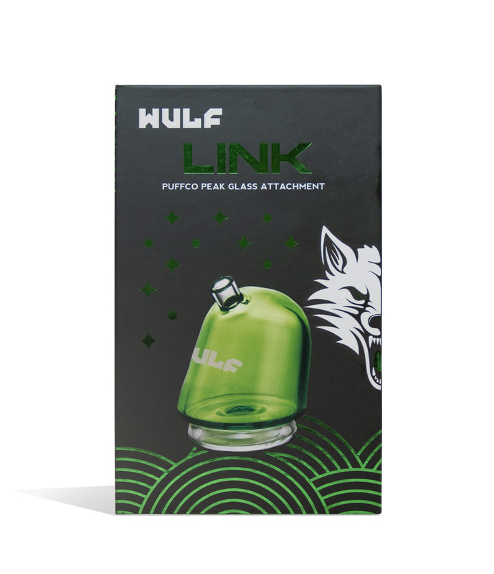 Green packaging Wulf Mods Link Puffco Peak Attachment on white background