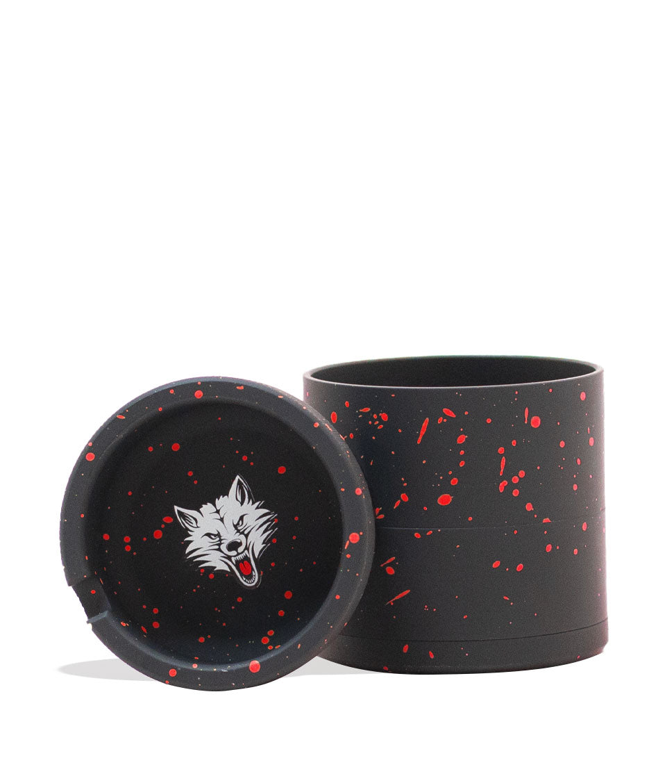 Black Red Spatter Wulf Mods 4pc 65mm Bevel Grinder 6pk Single Front View on White Background