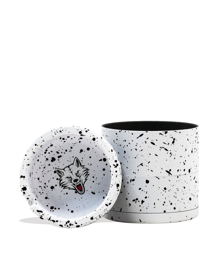 White Black Spatter Wulf Mods 4pc 65mm Bevel Grinder 6pk Single Front View on White Background