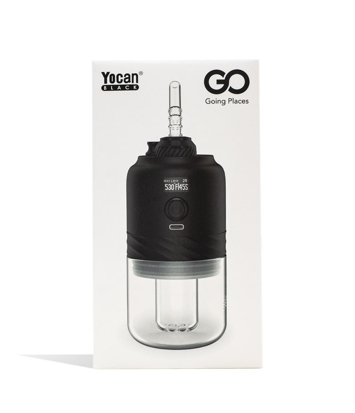 Black Yocan Black GO Portable Concentrate Vaporizer Packaging Front View on White Background