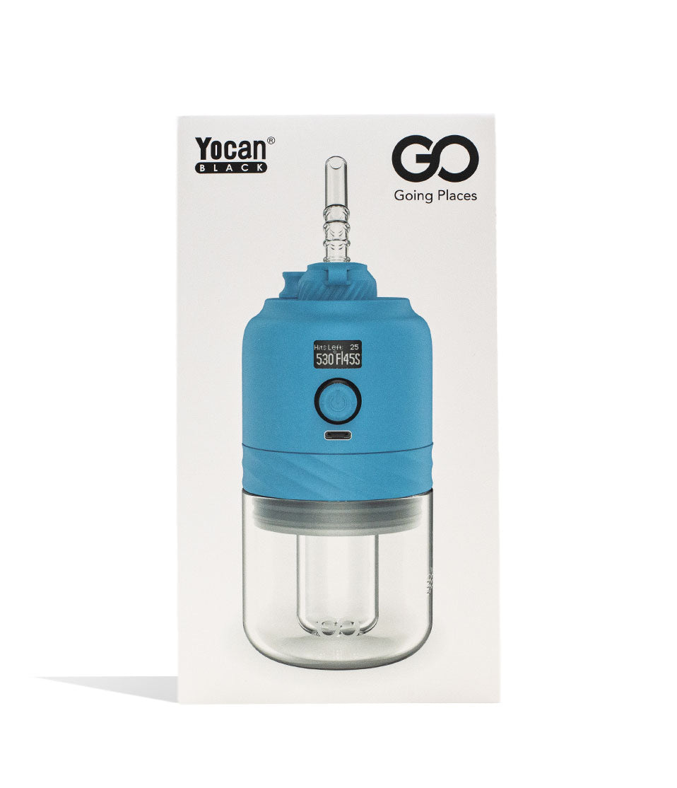 Blue Yocan Black GO Portable Concentrate Vaporizer Packaging Front View on White Background
