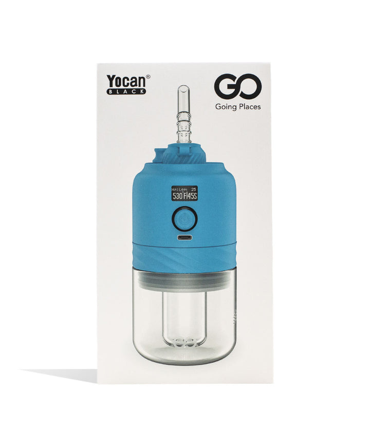 Blue Yocan Black GO Portable Concentrate Vaporizer Packaging Front View on White Background