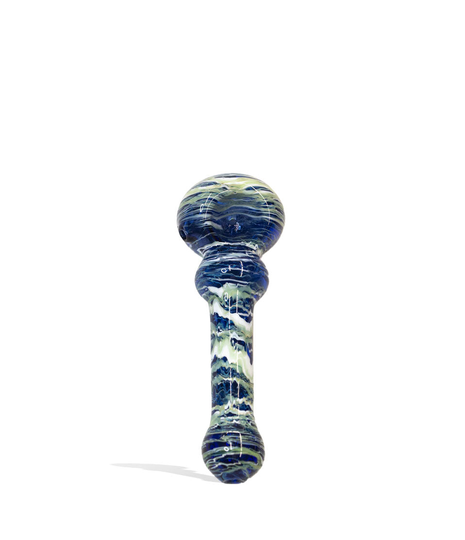 blue/white 4 inch Stone Design Handpipe on white background