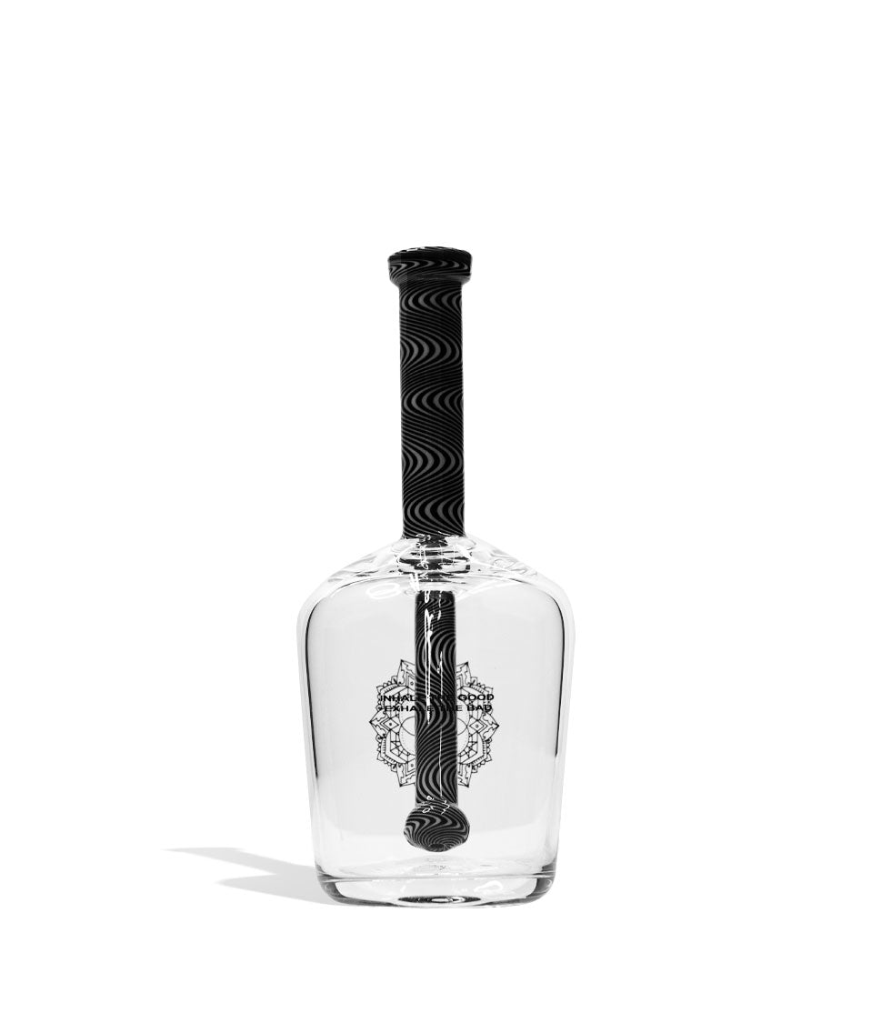 Black White iDab Medium 10mm Worked Henny Bottle Water Pipe Back View on Studio Background