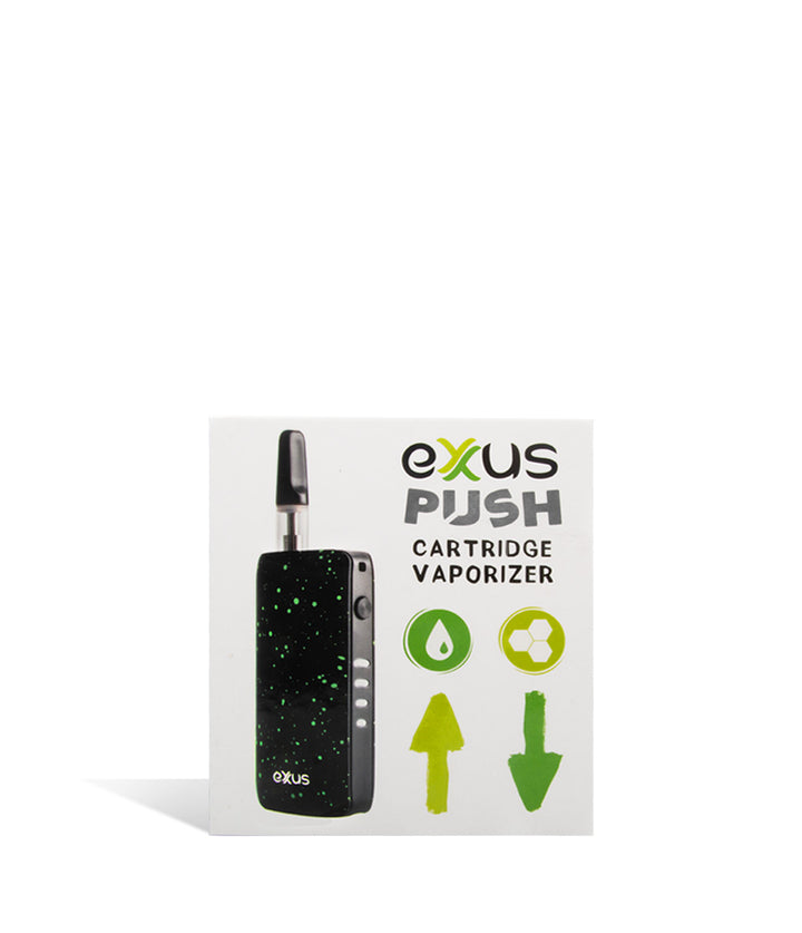 Black Green Spatter single pack Exxus Vape Push Cartridge Vaporizer 12pk on white background