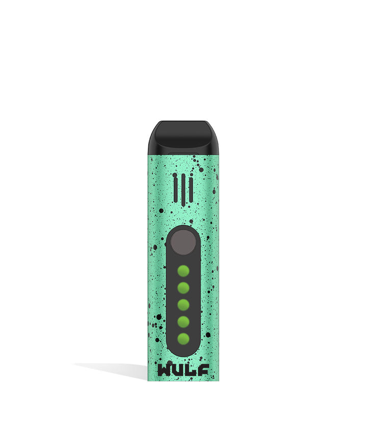 Teal Black Spatter Wulf Mods Flora Portable Dry Herb Vaporizer front view on white background